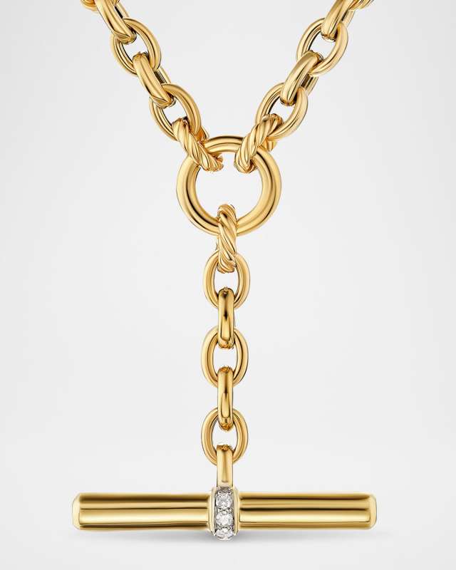 DY Mercer Petite Toggle Necklace with Diamonds in 18K Gold, 4.5mm